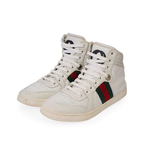 gucci hi top sneakers white with gucci stripe|Gucci high top men's sneakers.